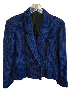 Blue & Black Houndstooth Blazer USA Made vintage old money classic quiet eleganc